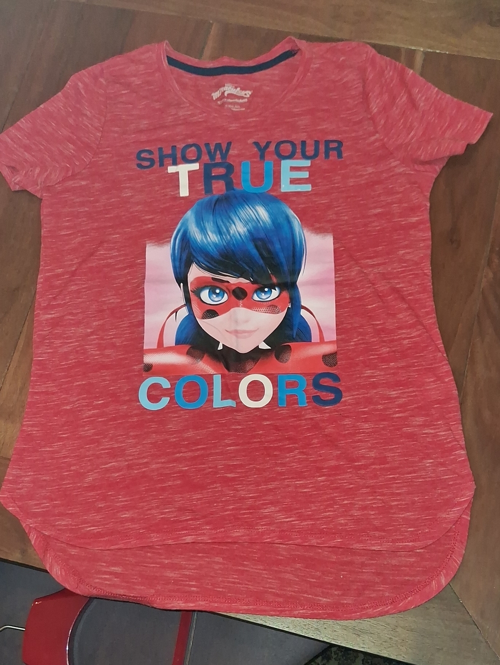 Miraculous Ladybug Tee In Heathered Red, 'Show Your True Colors' - Size 14/16
